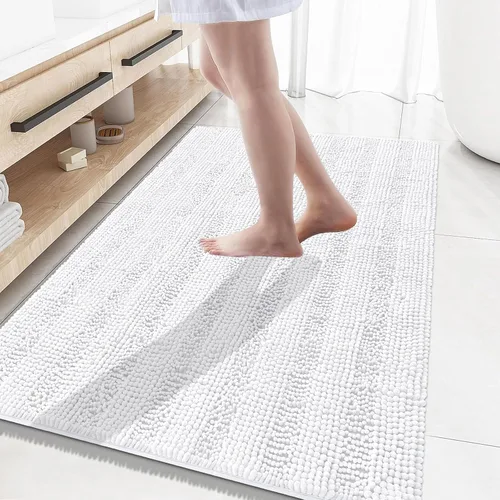 Vista 182 de Grandaily Alfombras de baño de felpilla a rayas de 24 x 16 pulgadas, extra gruesas y suaves, absorbentes, parte trasera de goma, alfombra de ducha