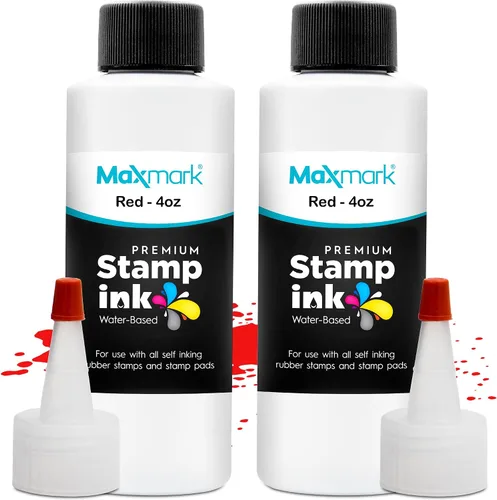 Vista 36 de MaxMark Premium - Tinta de recarga con punta de control en botella para sellos autoentintados, color negro - 1 onza
