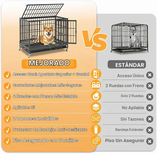 Vista 2 de Homey Pet Jaula apilable resistente de 37 pulgadas con ruedas para perros