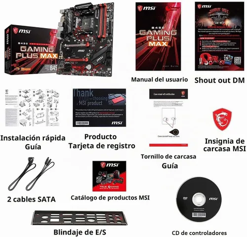 Vista 5 de MSI - Tarjeta madre para gaming Crossfire ATX, AMD Ryzen, 1ª y 2ª generación AM4 M.2 USB 3 DDR4 DVI HDMI