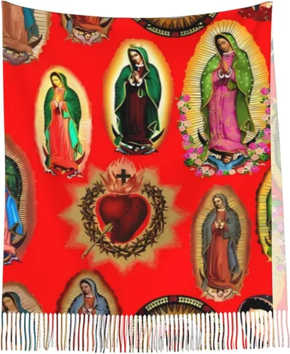 Vista 2 de TNIJWMG Bufanda Virgen María para mujer, chal suave para otoño e invierno, regalos católicos
