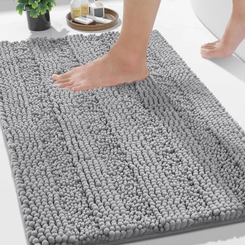 Vista 23 de Yimobra Tapetes de baño lavables, de chenilla súper suave y absorbente, para suelo y alfombra, de secado rápido, antideslizante, para bañera y Beige
