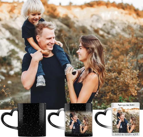 Vista 3 de Taza mágica personalizada, taza de café personalizada que cambia de color, taza de café de 11 onzas con sensible al calor, regalos personalizados