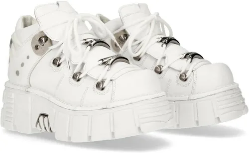 Vista 2 de New Rock 106N Tower - Botas de tobillo para mujer, 100% piel, estilo gótico, con plataforma punk, a la moda