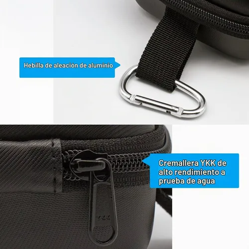 Vista 6 de PROHAPI Funda para gafas de nieve, funda semidura de EVA para gafas de esquí con correa de aluminio y cremallera a prueba de alto rendimiento, bolsa