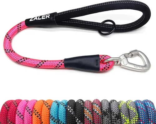 Vista 14 de ZALER Correa corta para perro, correa de tráfico de cuerda de 18 pulgadas para perros, correa reflectante con junta tórica, correa resistente