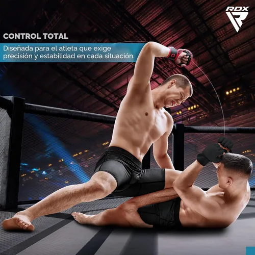 Vista 7 de Guantes RDX MMA para artes marciales, boxeo, entrenamiento de combate, guantes híbridos de palma abierta para hombres y mujeres, cuero maya hide