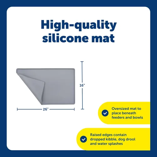 Vista 3 de PetSafe Tapete para fuente y alimentador, para perros y gatos, mantel individual de silicona para alimentos y agua, 26 x 16 pulgadas, impermeable