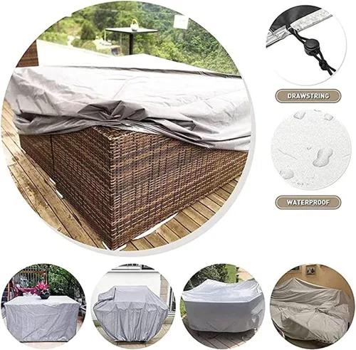 Vista 3 de Fundas impermeables para muebles de patio, 39 x 24 x 28 pulgadas, funda 600D para muebles de exterior, funda para sofá seccional, funda para sillas
