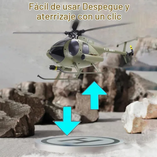 Vista 8 de Helicóptero a control remoto Dodoore, Modelo de helicóptero RC C189 MD500, helicópteros de rotor único de 1/28 de escala 4CH con giroscopio de 6