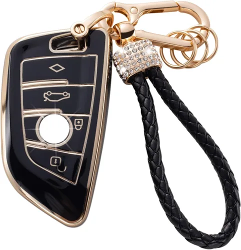 Vista 23 de Gematay - Funda para llavero Cadillac, carcasa protectora compatible con Escalade CTS SRX XT5 ATS CT6 5 botones llave remota Smart Key Protector