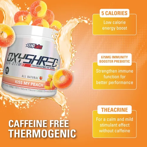 Vista 4 de EHP Labs OxyShred - Polvo termogénico para antes del entrenamiento y suplemento para adelgazar no estimulante con L-glutamina y acetil-L-carnitina
