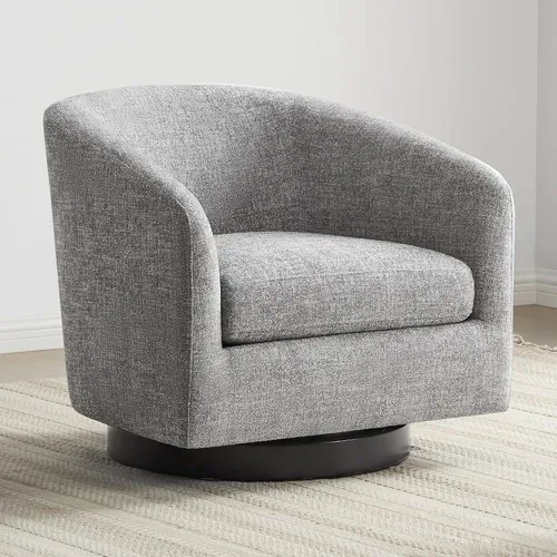 Vista 16 de CHITA Silla Giratoria de Acento, Silla Barrel Tapizada en Terciopelo con Certificación FSC para Sala de Estar, Completamente Ensamblada, Naranja