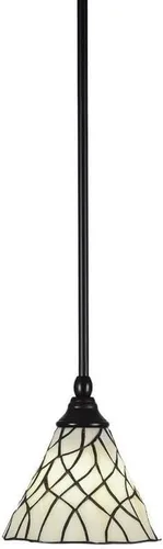 Vista 47 de Toltec Lighting Tallo Colgado Mini colgante, acabado de cobre negro, 3.5" cuadrado humo burbuja vidrio