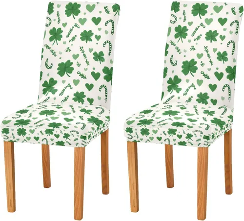 Vista 10 de Kcldeci Juego de 4 fundas de elastano para sillas de comedor navideñas, fundas elásticas para sillas de jengibre navideñas, fundas de asiento