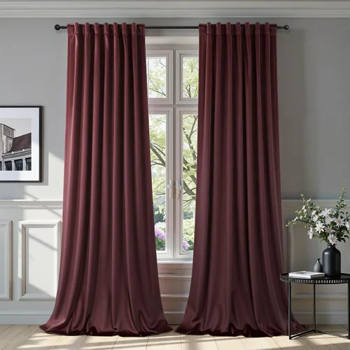 Vista 49 de Cortinas de terciopelo opacas para oscurecer la habitación de 63 pulgadas de largo para sala de estar, comedor, 2 paneles, privacidad pesada