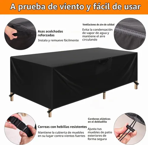 Vista 9 de Fundas impermeables para muebles de patio, 110 pulgadas de largo x 84 pulgadas de ancho x 28 pulgadas de alto, fundas resistentes para muebles