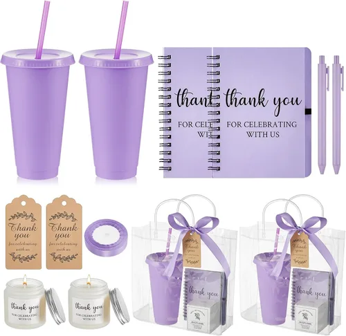 Vista 18 de Nuogo - Juego de 2 premios de ducha para padres para adultos, regalo de despedida de soltera, vaso de plástico, cuaderno con vela perfumada, bolsa