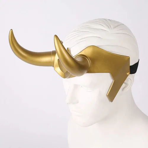 Vista 3 de Casco con cuernos de Loki para cosplay, serie de televisión de Loki 2021, película Thor Ragnarok, corona de Loki, accesorios para disfraces