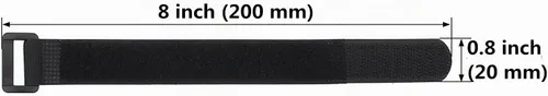 Vista 5 de 25 correas de sujeción reutilizables con gancho y bucle, 0.8 x 8 pulgadas, color negro