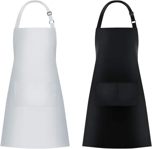 Vista 16 de Jubatus Paquete de 1 delantal con peto con 2 bolsillos, delantal de cocina de chef para mujeres y hombres, color negro