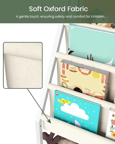 Vista 6 de CHOEZON Estantería para niños, estantería de 4 niveles para niños, organizador de almacenamiento de libros y juguetes de gran capacidad, estante