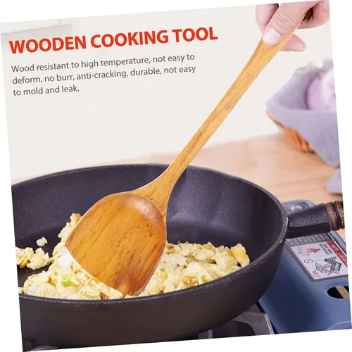 Vista 3 de 2 cucharas de silicona de bambú utensilios de cocina de bambú utensilios de cocina de madera pala para hornear espátula wok aleta herramienta