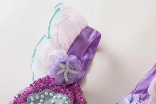 Vista 4 de Disfraz de princesa Ariel de sirena, vestido de fiesta de cumpleaños para niñas, regalo de cumpleaños, disfraz de Halloween