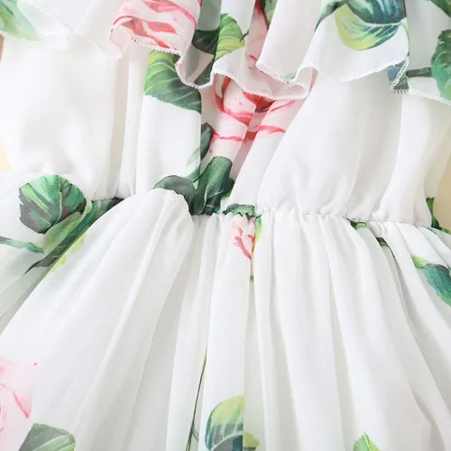 Vista 4 de Toddler Baby Girls Summer Dress Chiffon Princess Tutu Dress Floral Beachwear Suspender Sundress Skirt Little Girl Clothes