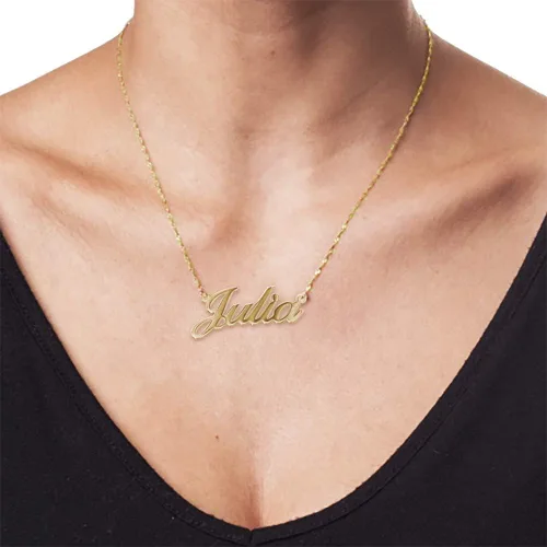 Vista 2 de MyNameNecklace - Collar personalizado con nombre grabado, diseño de metales preciosos, plata esterlina 925 y chapado en oro