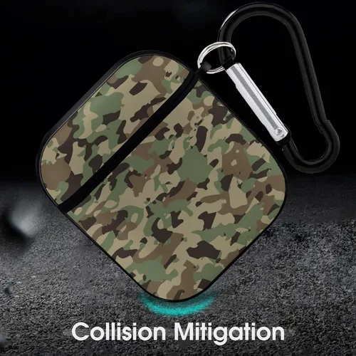 Vista 6 de Funda protectora de silicona compatible con AirPods 2 y 1 (camuflaje militar de camuflaje frío)