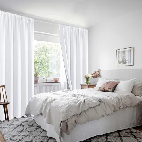 Vista 7 de XWZO Cortinas Opacas 100% Blancas - Cortinas de Bloqueo Total de Calor y Luz con Forro Negro para Dormitorio/Cuarto de Lavado, Paneles de Ventana