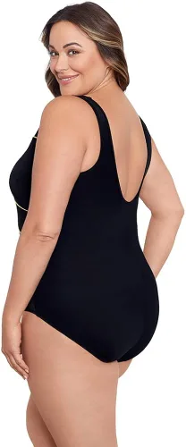 Vista 3 de Longitude Traje de baño de malla con cuello alto y cuello alto para mujer, copa suave, traje de baño de una pieza