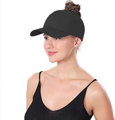 Vista 7 de Gorra de béisbol para mujer, con diseño cruzado y ajustable, de secado rápido, para cola de caballo