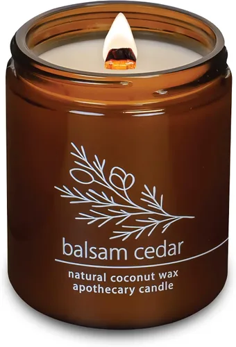Vista 83 de Vela de mecha de madera agrietada Hemlock Park hecha a mano con cera de coco natural (grande de 16 oz, ámbar) Coconut Apricot Wax Crackling Wood