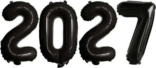 Vista 60 de GOER Globos de papel de aluminio 2026 para fiesta de Año Nuevo, suministros de fiesta, decoraciones de graduación (negro, 16 pulgadas)