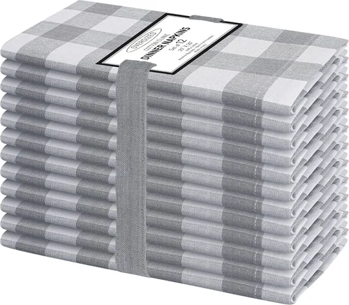 Vista 20 de Cotton Clinic Servilletas de tela 100% algodón, grandes, 20 x 20 pulgadas, juego de 4 servilletas de mesa a cuadros a cuadros – Servilletas de mesa