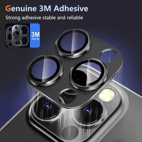 Vista 2 de Meikobuly Protector de lente de cámara para iPhone 15 Pro/iPhone 15 Pro Max, [fuerte protección contra caídas] [no se cae fácilmente] Cubierta