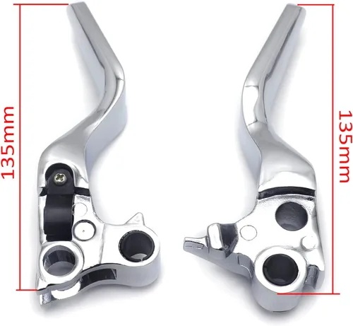 Vista 2 de Palancas de embrague de freno cortas cromadas compatibles con H-D 96-03 XL/96-07 Dyna Touring FLHR