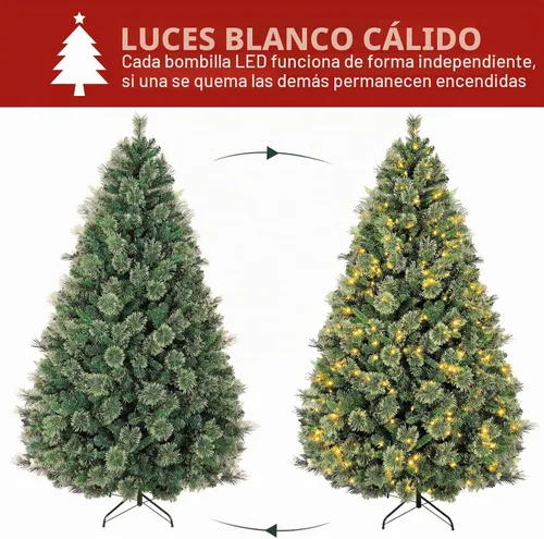 Vista 3 de Hykolity - Árbol de Navidad artificial preiluminado de 6 pies con 350 luces LED blancas cálidas Verde