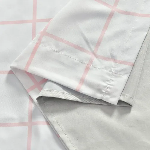 Vista 6 de Lush Decor Urban Square Grid - Par de paneles de cortinas opacas para ventana, 100% forradas, pestaña trasera, bolsillo para barra, 84 pulgadas