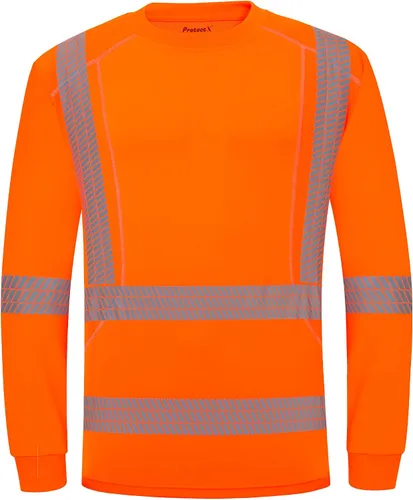 Vista 14 de ProtectX Camisas de manga larga de alta visibilidad, camiseta de seguridad reflectante de alta visibilidad para hombres y mujeres, camisa