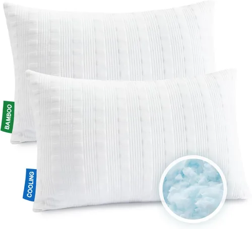Vista 10 de Meoflaw Almohadas Refrescantes para Dormir Tamaño Estándar, Almohada de Cama de Espuma Viscoelástica Triturada con Funda de Almohada
