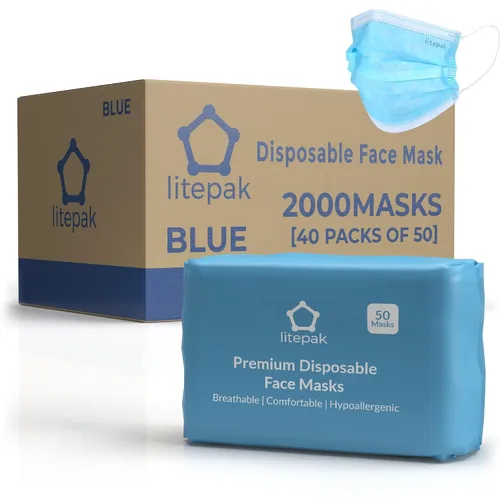 Vista 9 de Litepak 2,000 mascarillas desechables - Cubrebocas transpirable para el hogar y la oficina