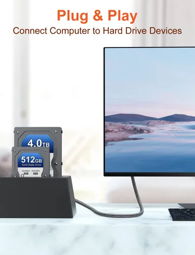Vista 2 de VANAUX Cable USB 3.0 B macho a USB A, cable de datos USB 3 tipo B, compatible con estación de acoplamiento, discos duros externos, escáner y más