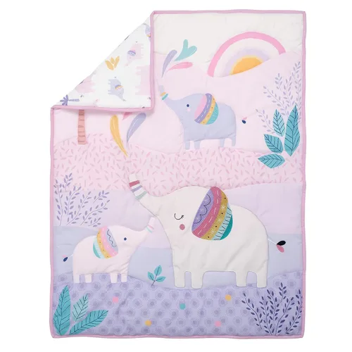 Vista 3 de Bedtime Originals Elephant Dreams - Juego de ropa de cama para cuna de bebé (3 piezas), color rosa
