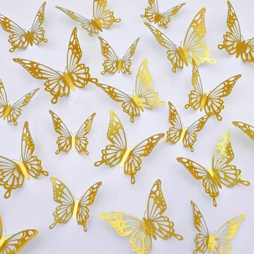 Vista 11 de Calcomanías de pared de mariposa 3D, decoraciones de mariposa para cumpleaños, bodas, fiestas, decoraciones de mariposas para decoración de sala