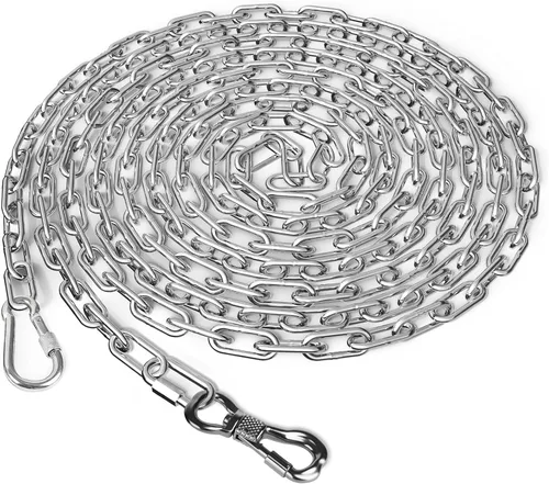 Vista 9 de Tresbro Cadenas de perro resistentes para exteriores, cable de amarre de acero inoxidable de 15 pies con gancho giratorio para perros pequeños