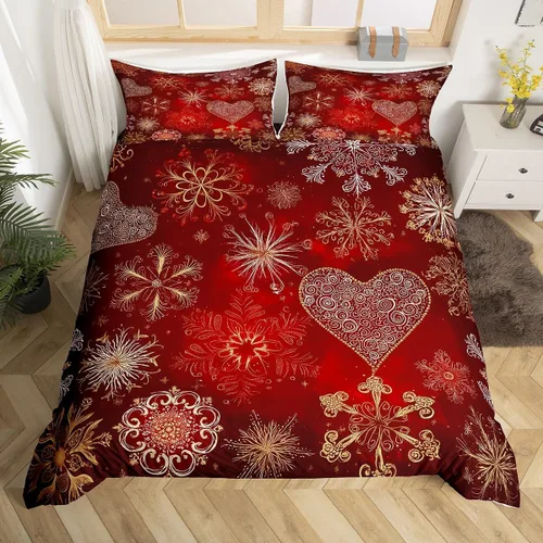 Vista 29 de Juego de ropa de cama de Feliz Navidad, funda de edredón azul con árbol de Navidad para niñas y niños, elegante funda de edredón de copo de nieve
