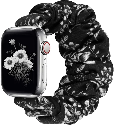 Vista 19 de Greatfine - Correa elástica para reloj Apple Watch Scrunchie de 38mm 40mm 42mm 44mm, correa elástica suave, con iWatch Series 6 SE 5 4 3 2 1, S L